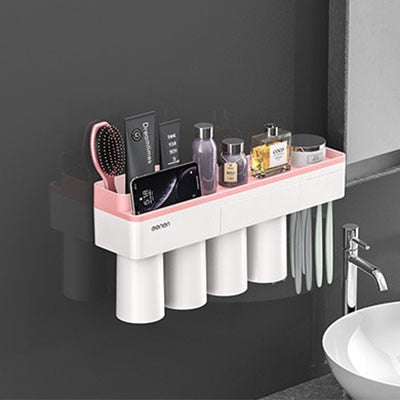 Wall Mounted Toothpaste Squeezer, Phone Holder, Cleanser Storage Rack