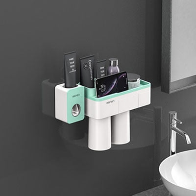 Wall Mounted Toothpaste Squeezer, Phone Holder, Cleanser Storage Rack